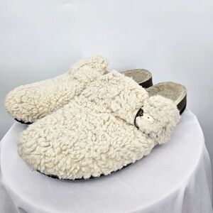 Cozy Faux Shearling Slip-On Clogs Cream Women’s Size‎ 10